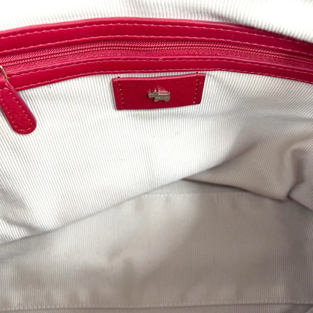 Radley London Womens Crossbody Shoulder Bag Red Pebbled Leather Zip Details